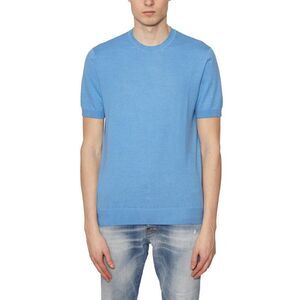 PAOLO PECORA Men's Fine Knit Crew Neck Short Sleeve Top Men LIGHT BLUE T-Shirts